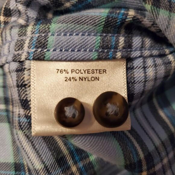 Peter Millar Shirt Crown‎ Sport Men Medium Blue Button Up Performance Flannel - Picture 7 of 7